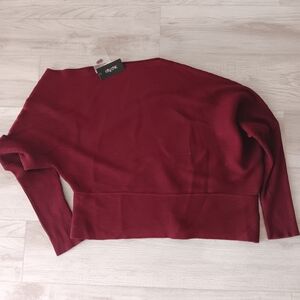 NEW City Chic Jumper Stella One Shoulder Chunky Ribbed Sweater Port Red Wine XL